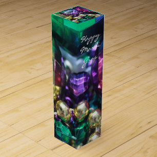 Mardi Gras Bead Throws Custom Wine Bottle Gift Box