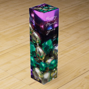 Mardi Gras Bead Throws Custom Wine Bottle Gift Box