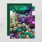 Mardi Gras Bead Throws Personalized Invites (Front/Back)