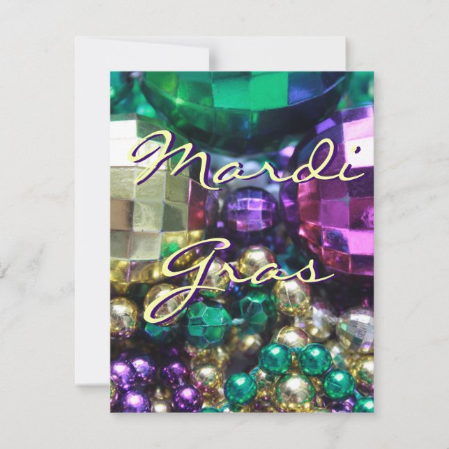 Mardi Gras Bead Throws Personalized Invites (Front)