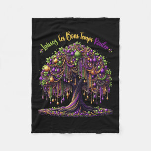 Mardi Gras Bead Tree Carnival New Orleans 2025 For Fleece Blanket