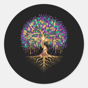 Mardi Gras Bead Tree Carnival New Orleans 2025 Wom Classic Round Sticker