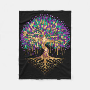 Mardi Gras Bead Tree Carnival New Orleans 2025 Wom Fleece Blanket