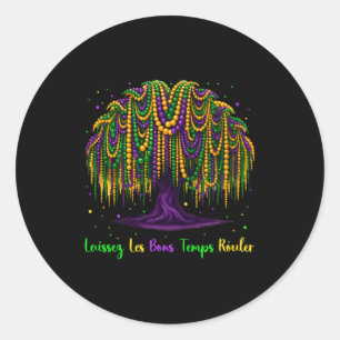 Mardi Gras Bead Tree Carnival New Orleans For Wome Classic Round Sticker