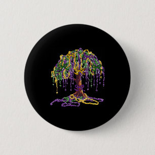 Mardi Gras Bead Tree Carnival New Orleans Women Me Button