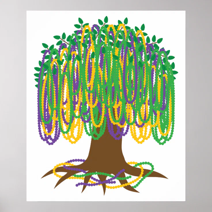 mardi gras bead tree print