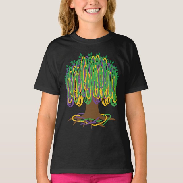 Mardi Gras Bead-Tree Carnival T-Shirt (Front)