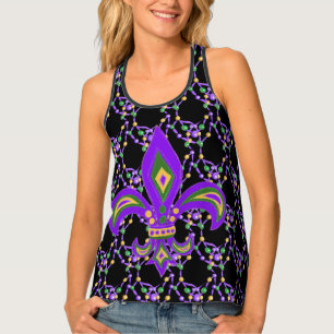 mardi gras beads and Fleur de Lis All-Over-Print T Tank Top