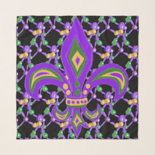 Mardi Gras beads and Fleur de Lis Scarf