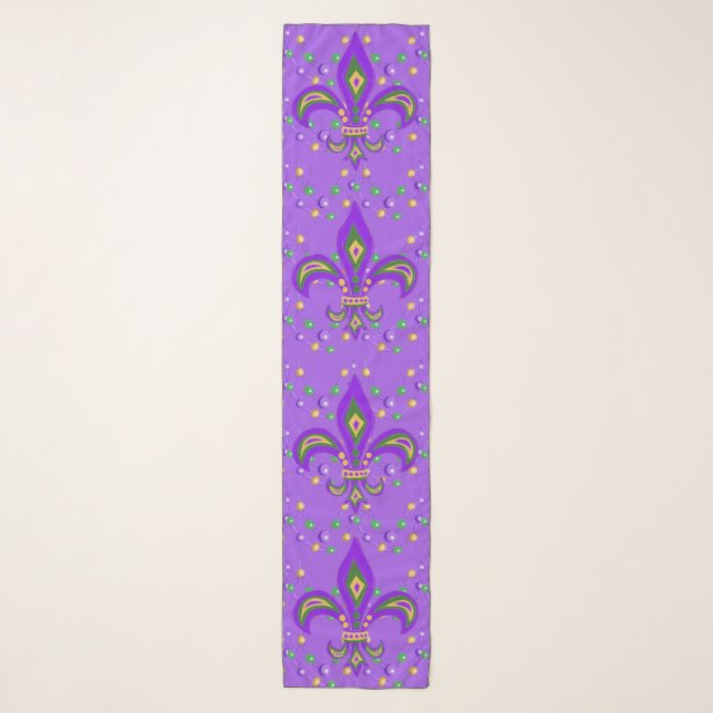 Mardi Gras beads and Fleur de Lis Scarf (Front)