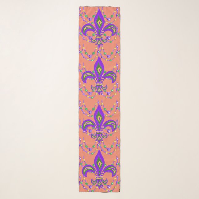 Mardi Gras beads and Fleur de Lis Scarf (Front)