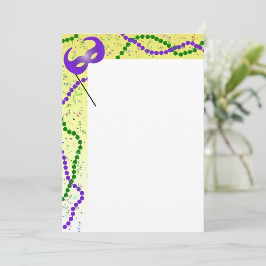Mardi Gras Beads and Mask Border (Standing Front)