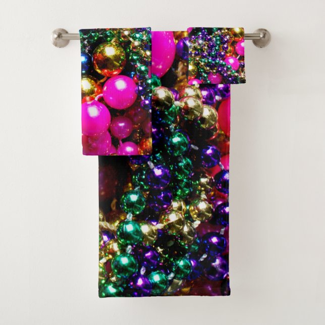 Mardi Gras Beads BATH TOWEL SET (Insitu)