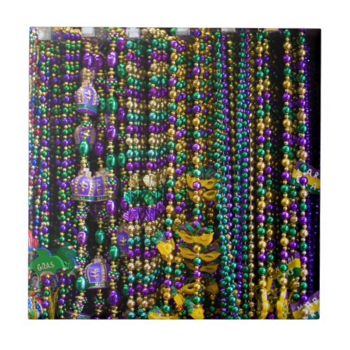 Mardi Gras Beads Ceramic Tile