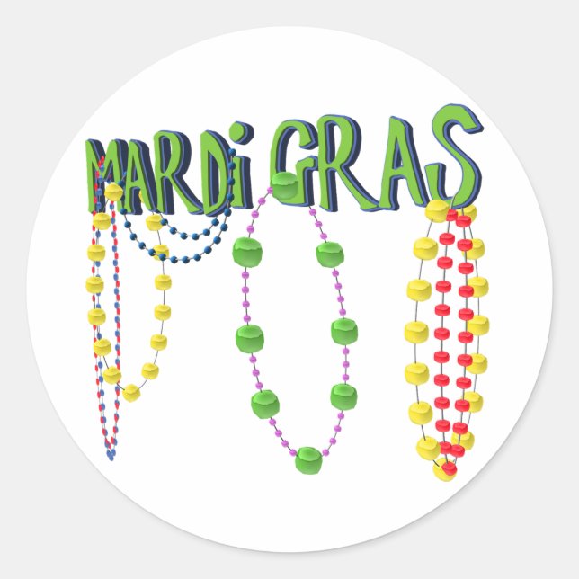 Mardi Gras Beads Classic Round Sticker (Front)