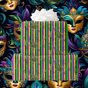 Mardi Gras Beads Fleur de Lis Purple Gold Green Wrapping Paper