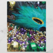 Mardi Gras Beads & Green Feather Mask (Front)