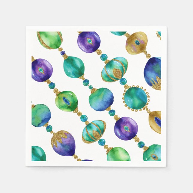 Mardi Gras Beads In Bright Colors Napkins (Front)