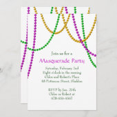 Mardi Gras Beads Invitation (white) (Front/Back)