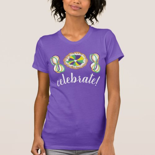 Mardi Gras Beads King Cake New Orleans Carnival T_Shirt