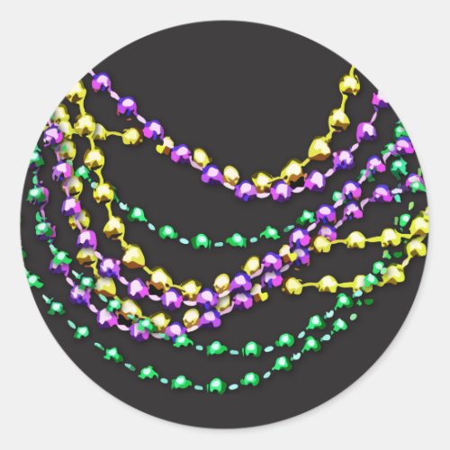 Mardi Gras Beads Necklaces Classic Round Sticker
