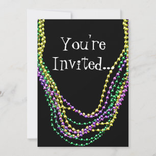 Mardi Gras Beads Necklaces Invitation