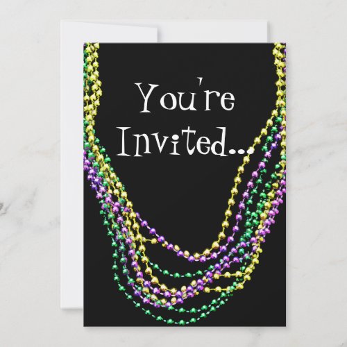 Mardi Gras Beads Necklaces Invitation