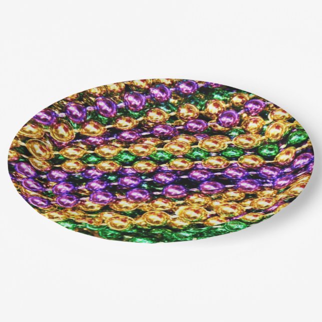 Mardi Gras Beads Paper Plates (Angled)