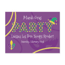 Mardi Gras Beads Party Invitation