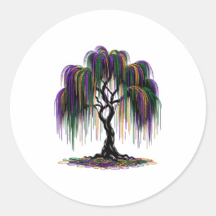 Mardi Gras Beads Tree Fun Festive Nola New Orleans Classic Round Sticker