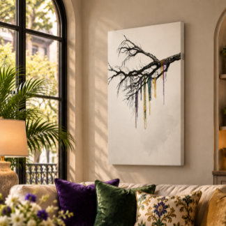 Mardi Gras Beads Tree Gallery Wrap Canvas
