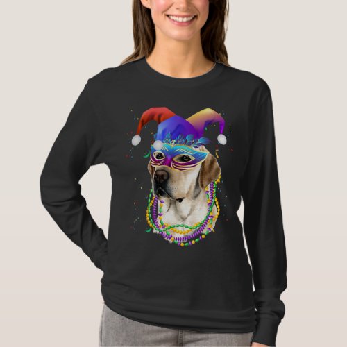 Mardi Gras Beagle In A Mask And Beads Dog  Funny T_Shirt