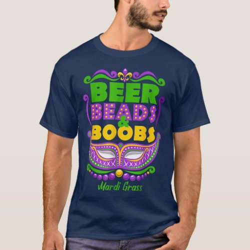 Mardi Gras Beer Beads Boobes Funny News Orleanes  T_Shirt