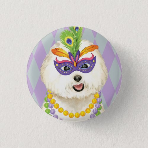 Mardi Gras Bichon Frise Button