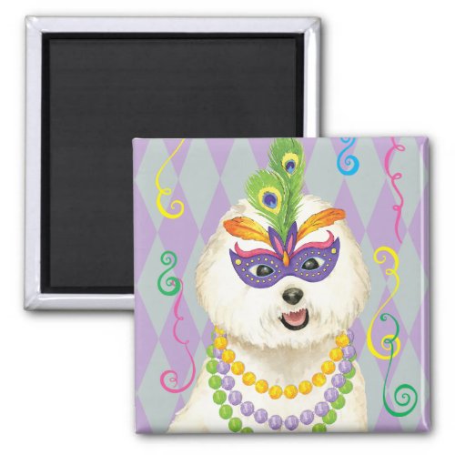 Mardi Gras Bichon Frise Magnet