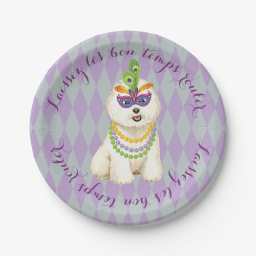 Mardi Gras Bichon Frise Paper Plates