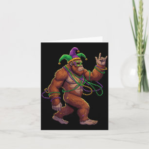 Mardi Gras Big Foot Funny Festival Jester Costume Card