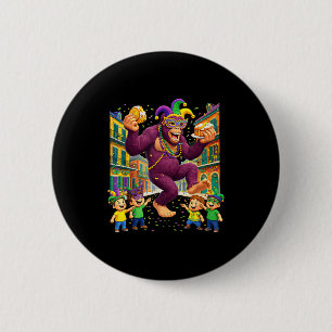 Mardi Gras Bigfoot Sasquatch New Graphic Art Button