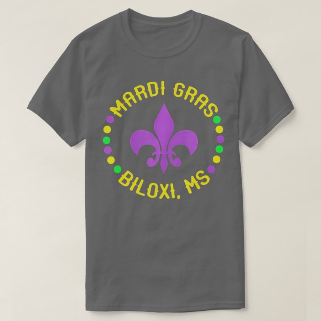 Mardi Gras Biloxi Mississippi Fleur De Lis Beads M T-Shirt (Design Front)