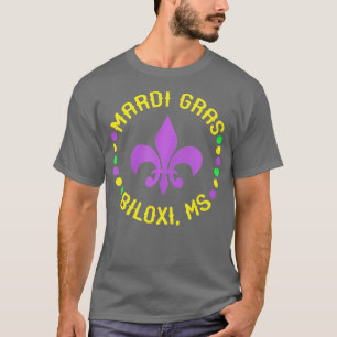Mardi Gras Biloxi Mississippi Fleur De Lis Beads M T-Shirt
