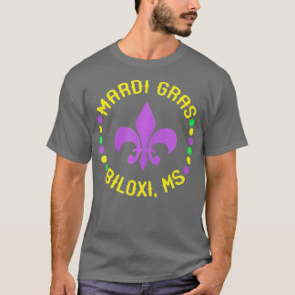 Mardi Gras Biloxi Mississippi Fleur De Lis Beads M T-Shirt