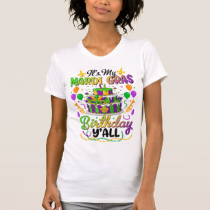 Mardi Gras Birthday Cake Masquerade Party T-Shirt