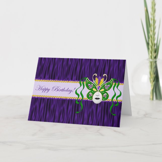 Mardi Gras Birthday Card (Front)