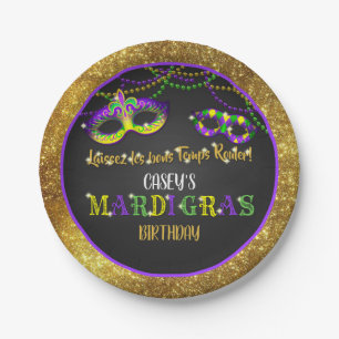 Mardi Gras Birthday (Gold) Paper Plates