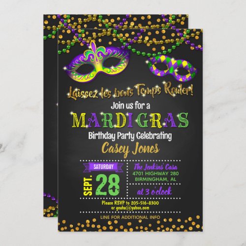 Mardi Gras Birthday Invitation