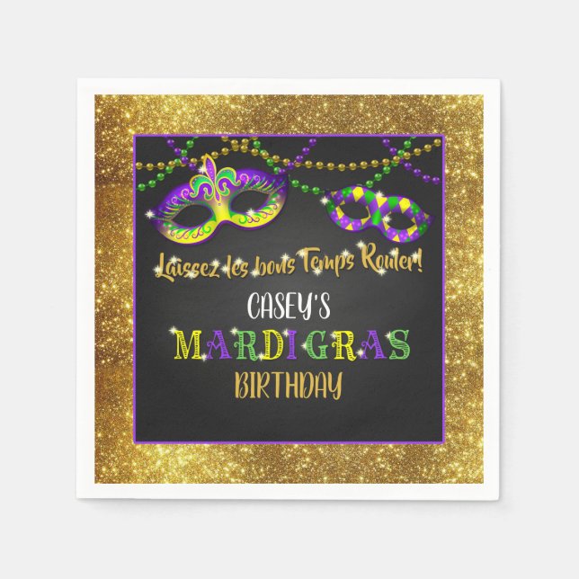 Mardi Gras Birthday Napkins (Front)