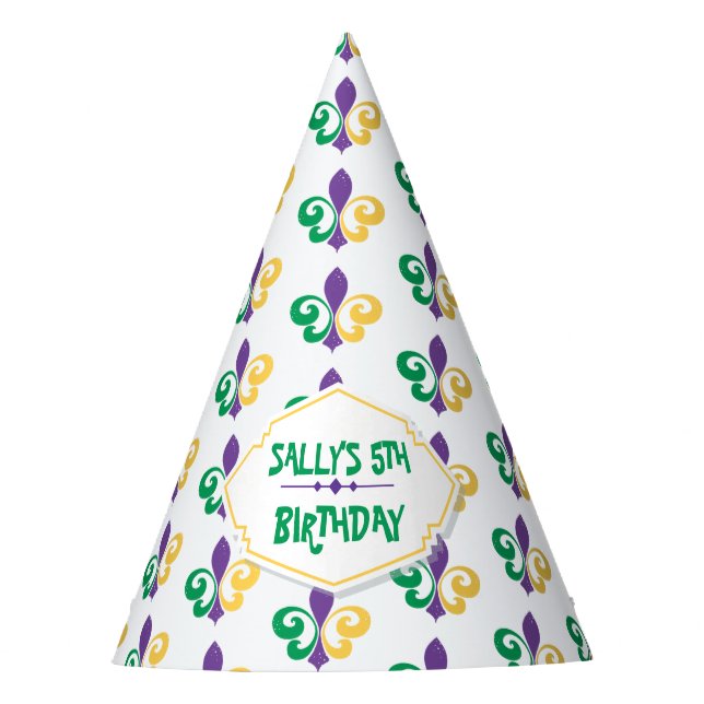 Mardi Gras Birthday Party Hat (Front)