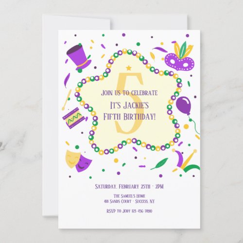 Mardi Gras Birthday Party Invitation