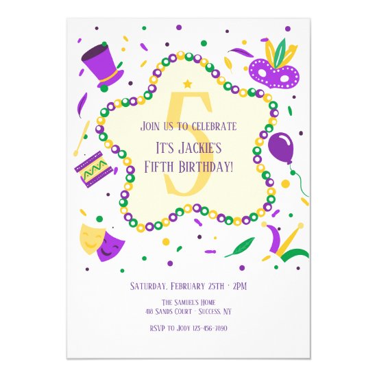 Mardi Gras Birthday Party Invitation