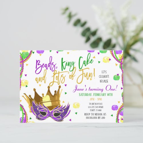 Mardi Gras Birthday Party Invitation